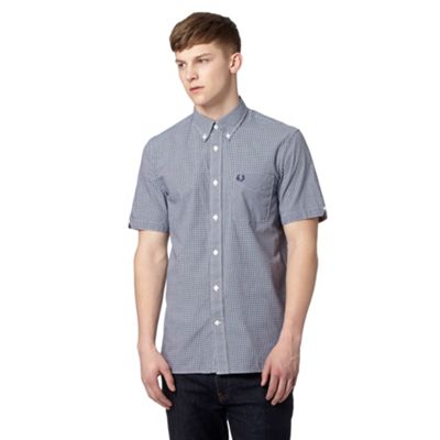 Fred Perry Navy gingham checked short sleeved shirt